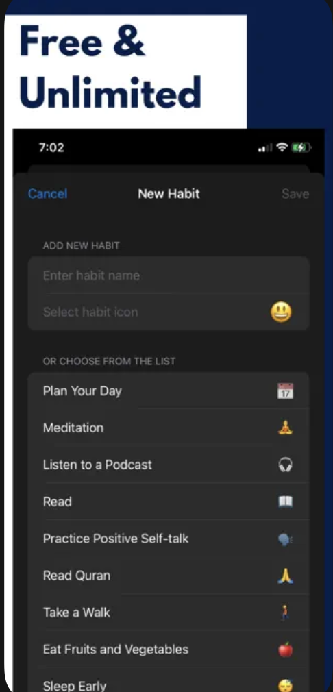 Dhabit habit tracking screen